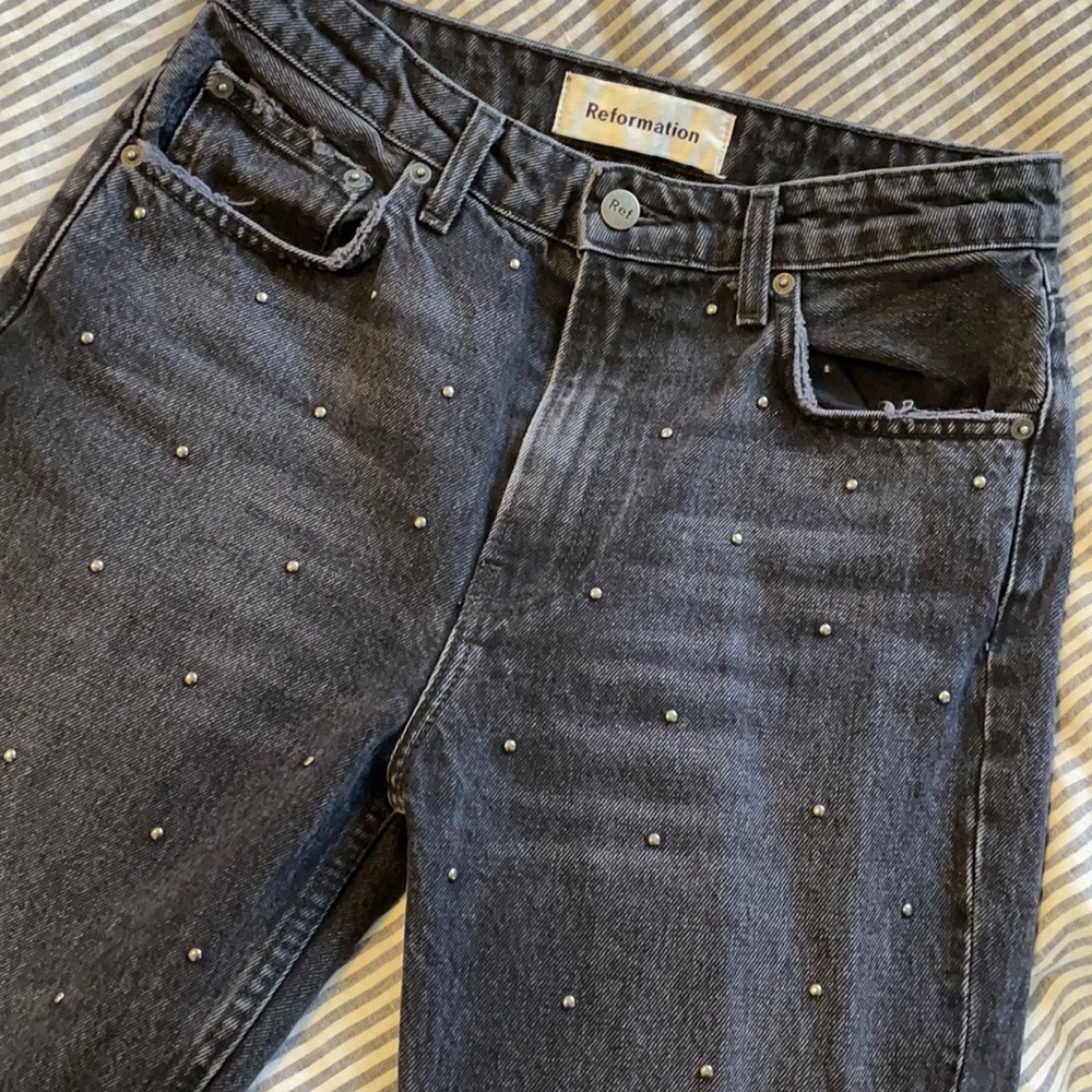 Cropped Reformation Studded Jeans